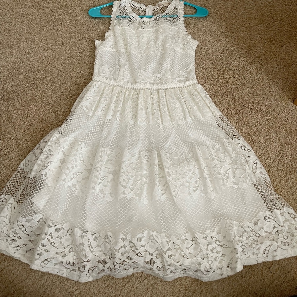 White dress lacy beautiful semi formal dress!